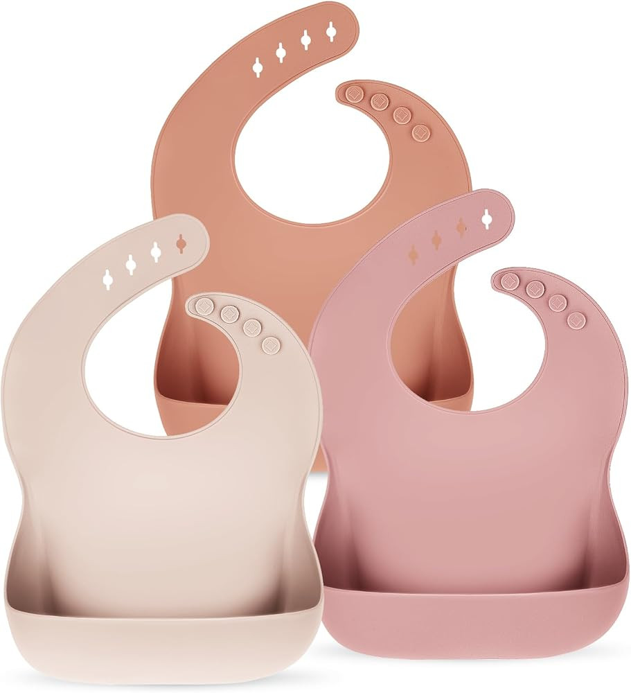 Silicone Bibs for Babies Toddler Set of 3, BPA Free, Soft Adjustable Waterproof Bibs for Feeding ... | Amazon (US)