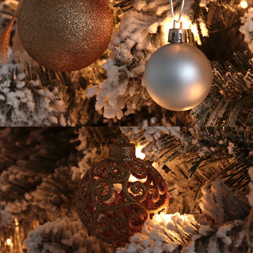 Lelaina Realistic Spruce Flocked Christmas Tree with Lights | Wayfair North America