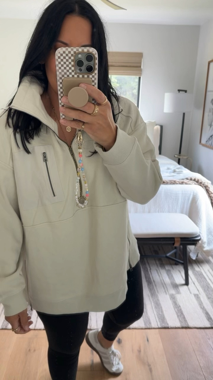 I sized up to an XL in the pullover for an extra oversized fit. Leggings size 10 (my favorite leggings to workout in). Size down in the sneakers if you are between sizes  

#LTKTravel #LTKMidsize #LTKOver40