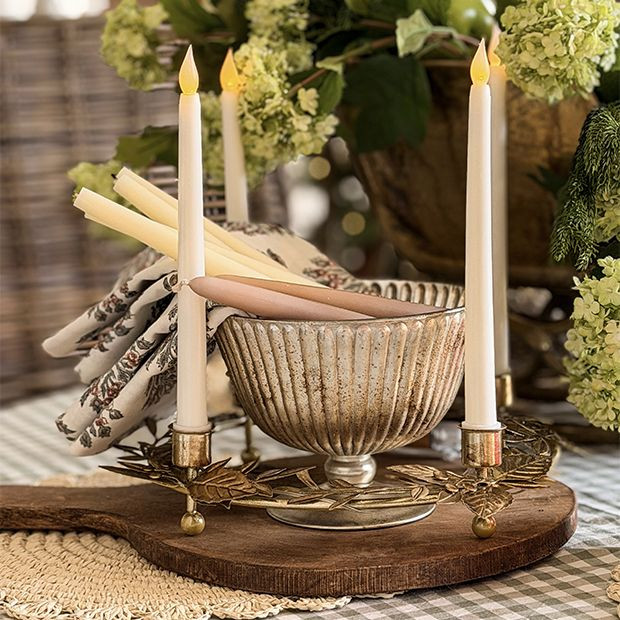 Grooved Glass Pedestal Display Bowl | Antique Farm House