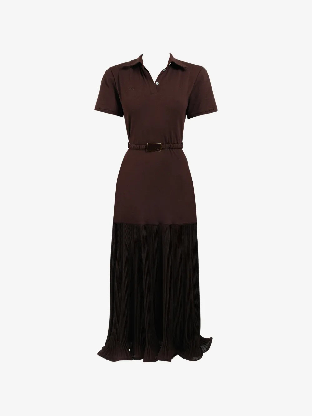 Rowen Rose pleated maxi polo dress - Brown | Farfetch Global
