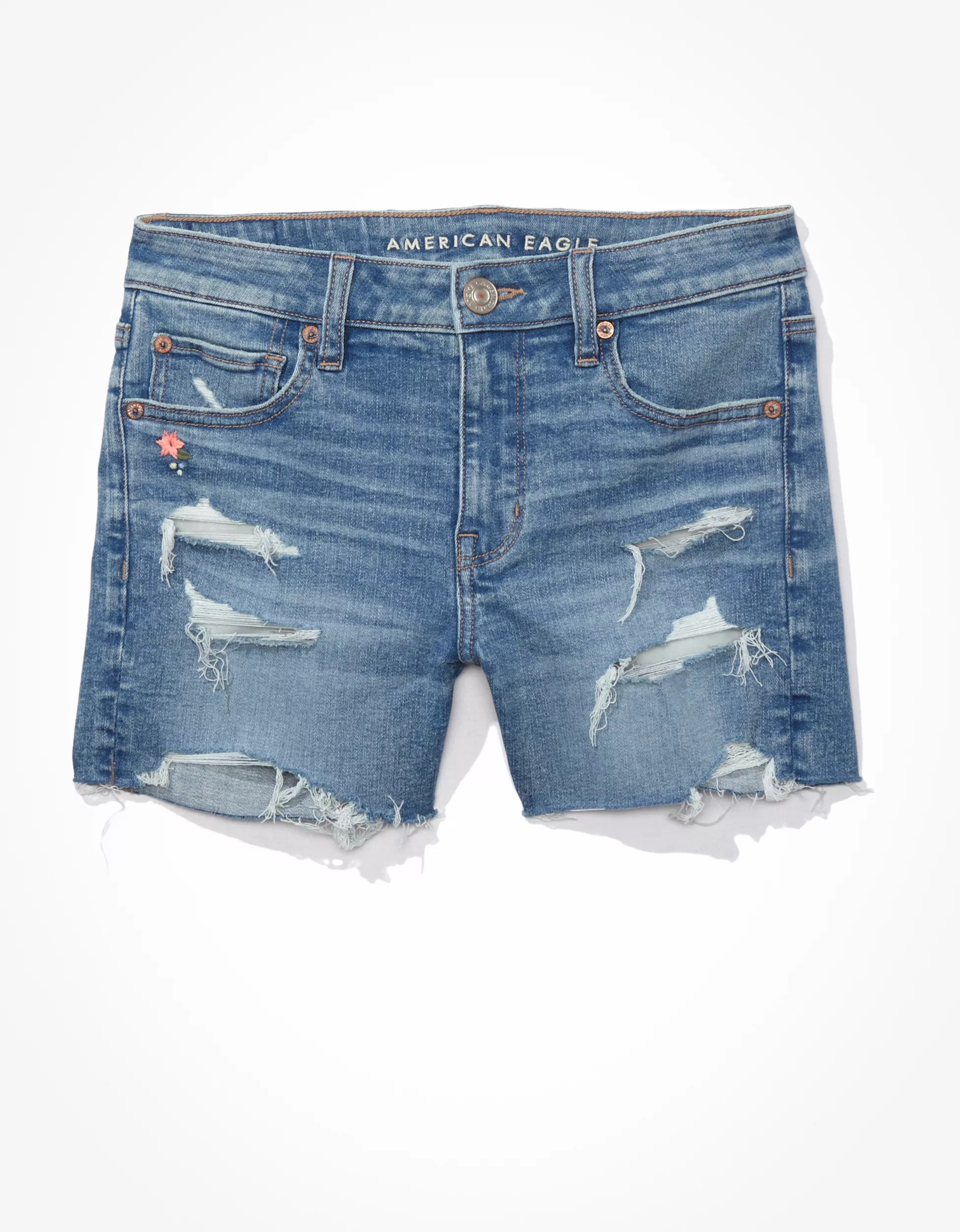 AE Ne(x)t Level Low-Rise Denim Midi Short | American Eagle Outfitters (US & CA)