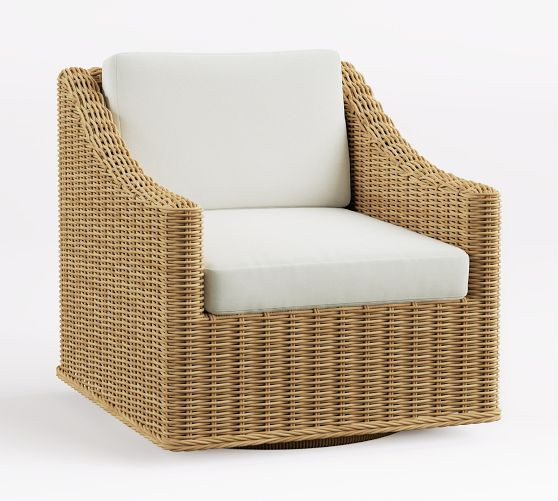 Huntington Slim Slope-Arm Swivel Outdoor Lounge Chair with High Performance Cushion Covers | Pottery Barn (US)
