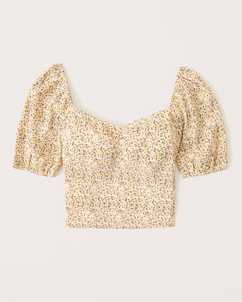 Women's Puff Sleeve Sweetheart Top | Women's Tops | Abercrombie.com | Abercrombie & Fitch (US)