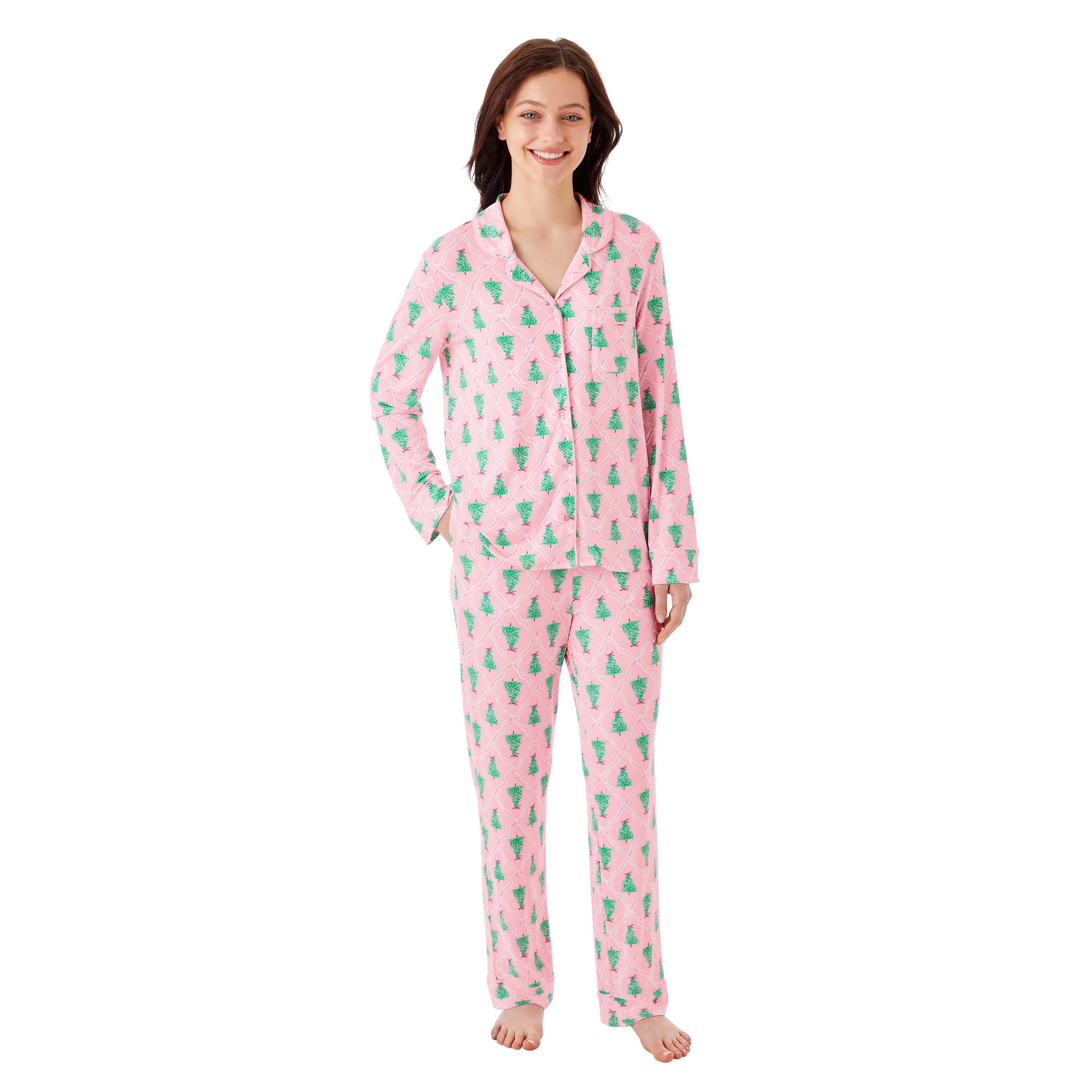 DreamMark Women's 2-Piece Holiday Notch Collar Pajama Set | Sam's Club