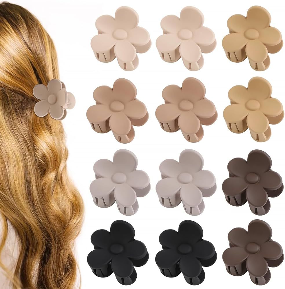 12 PCS Small Hair Clips, Claw Clips for Thin Short Hair, Flower Hair Clips for Women Girls, Non-s... | Amazon (US)
