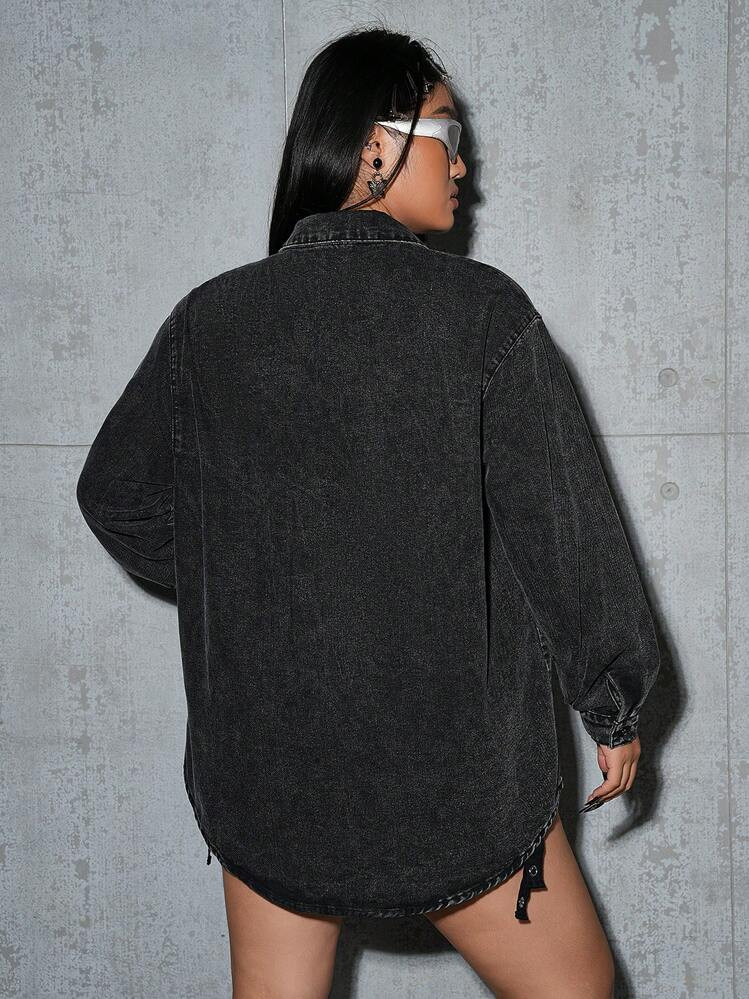 SHEIN Icon Curve Plus Size Denim Top | SHEIN