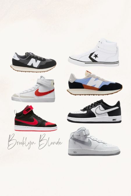 Sneaker roundup for the boys! Nike, Converse, and New Balance have been in the lineup lately. 

nike l new balance l boys shoes l youth shoes l boy shoe outfit l jordan’s outfit 