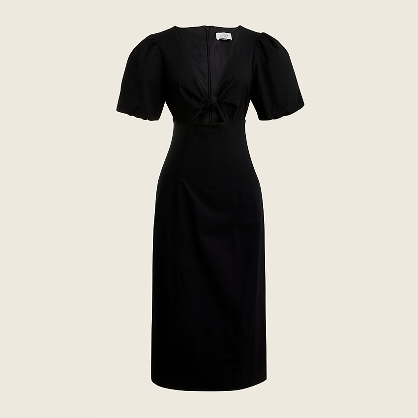 Cutout puff-sleeve dress in cotton twill | J. Crew US