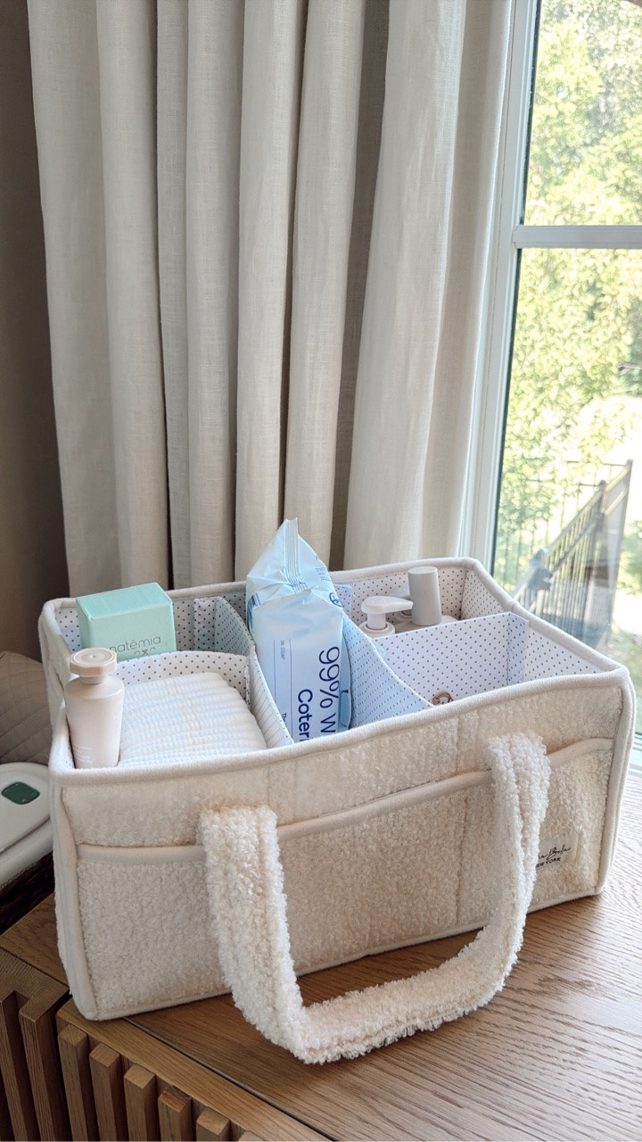 Bedside basket I put together for our bedside + we can easily pick it up to bring around the house with us! Includes diapers, wipes, baby skincare, electric nail filer, haaka, etc.

Postpartum mom || newborn stage || baby essentials || diaper caddy || nesting ||

#LTKBaby #LTKmomlife #LTKKids