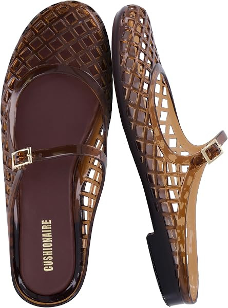 CUSHIONAIRE Java Casual Womens Jelly Flats with Adjustable Strap, Closed Toe Mary Janes Mule Desi... | Amazon (US)
