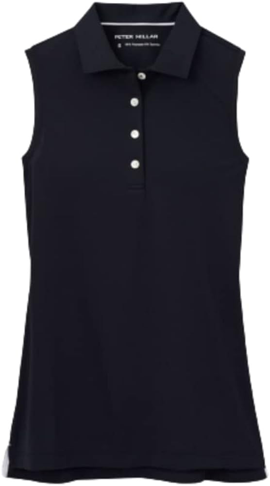 PETER MILLAR Womens Banded Sport Mesh Solid Sleeveless Golf Polo - Black M | Amazon (US)