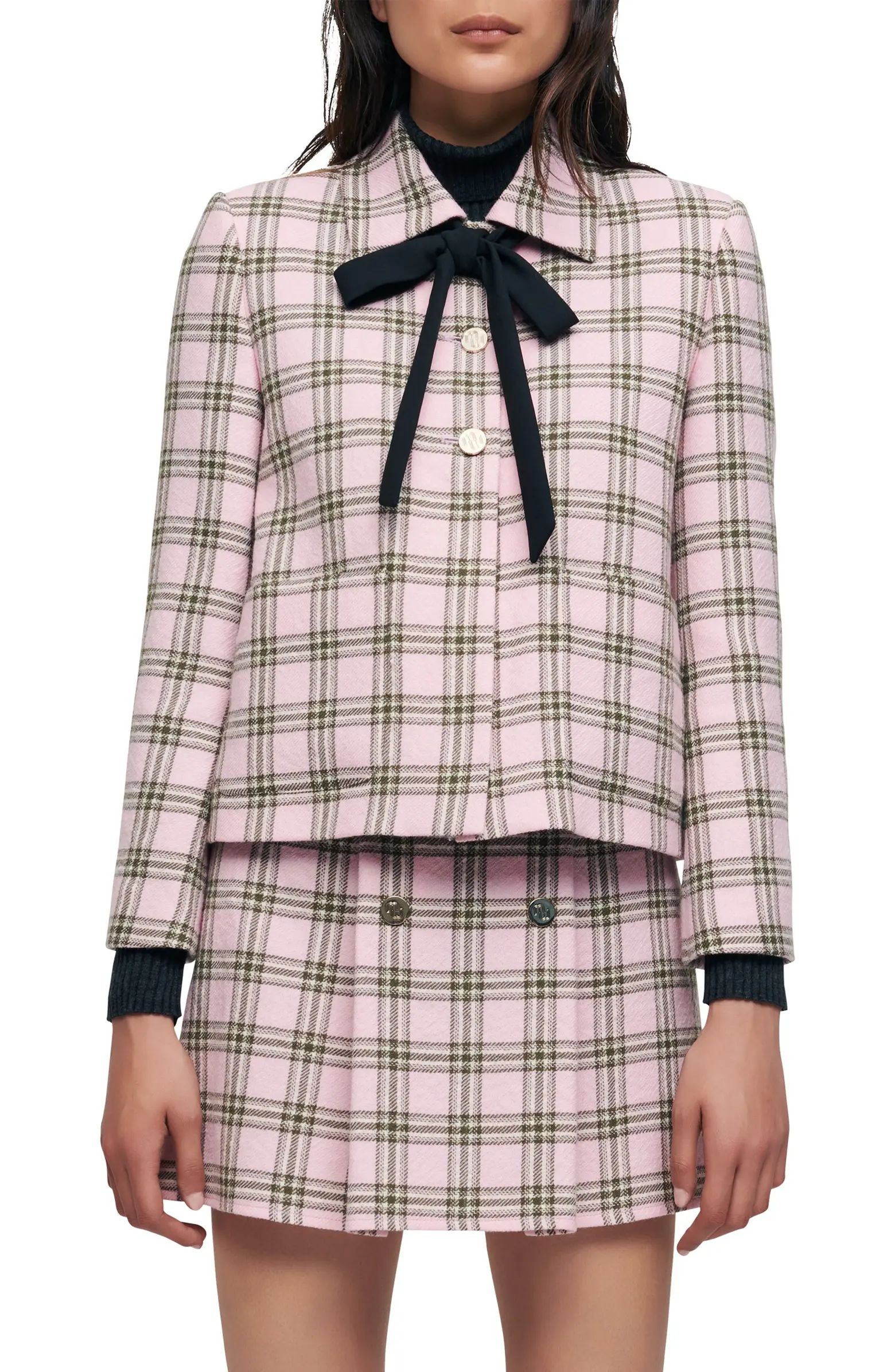 maje Vad Plaid Wool Jacket | Nordstrom | Nordstrom