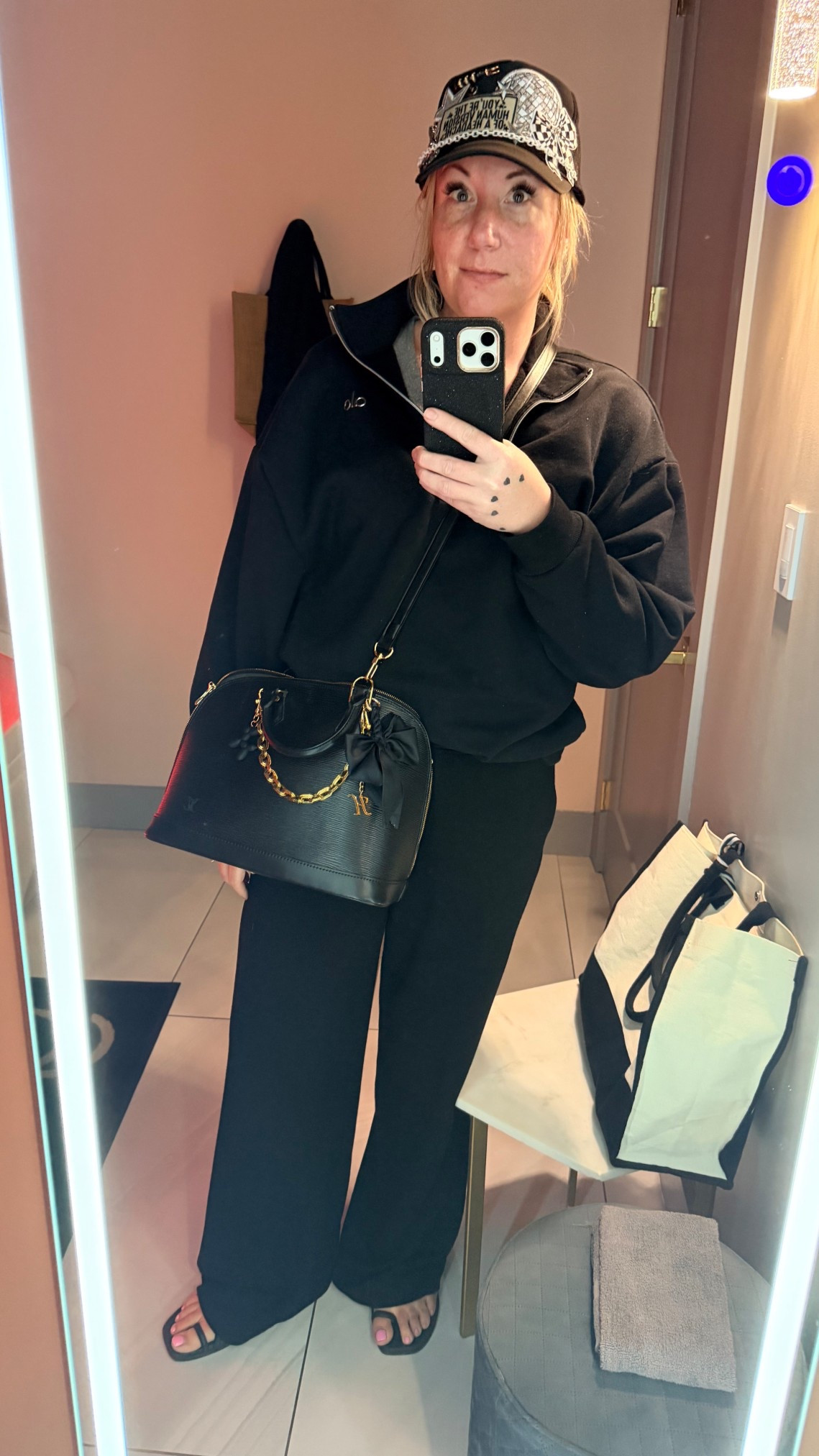 Another day getting some red light therapy for this knee, another day in an all black comfy fit! Y’all are going to get tired of seeing these this week!

#LTKTall #LTKootd #LTKselfcare