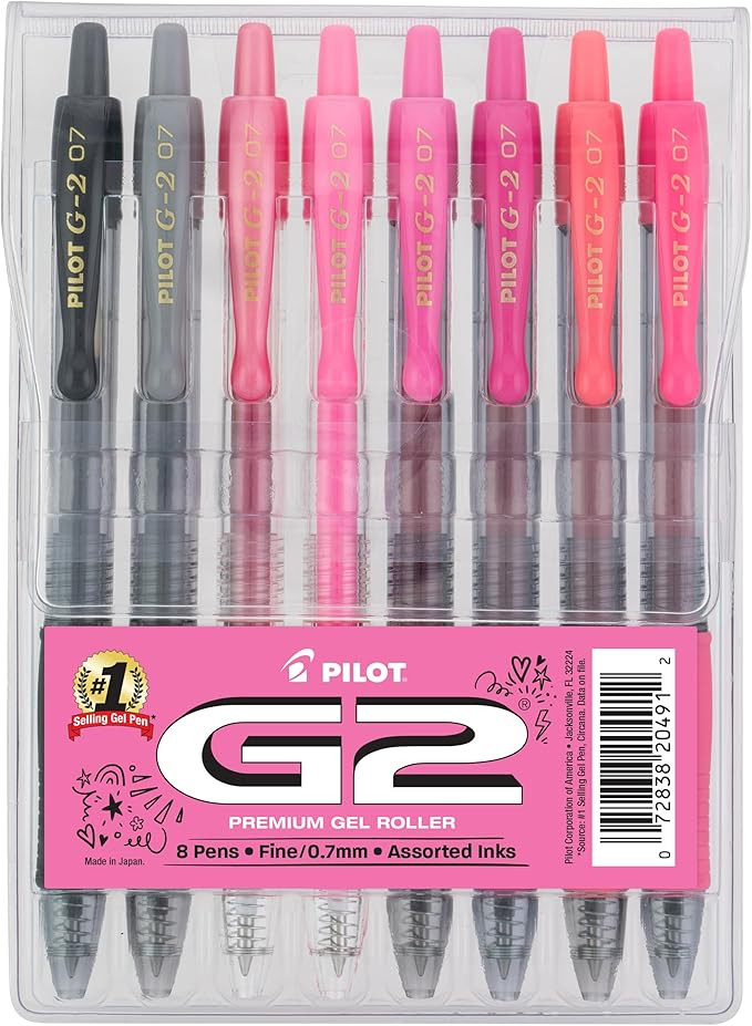 Pilot, G2 Premium Gel Roller Pens, 8 Pack Pouch, Fine Point 0.7 mm, Assorted Pink, Positivity Pac... | Amazon (US)