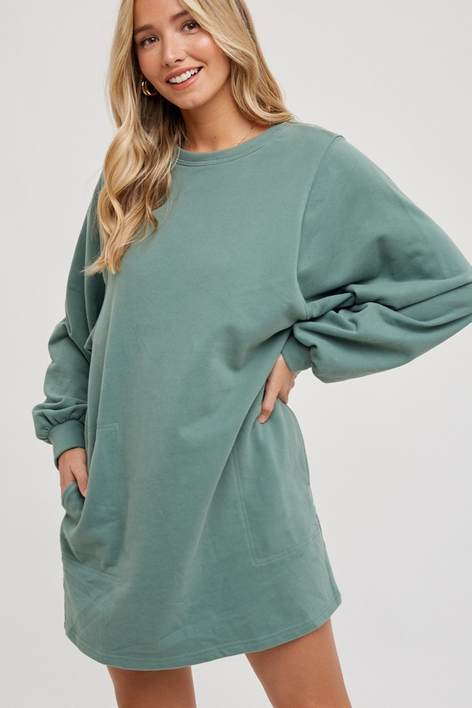 Green Ultra Soft Sweatshirt Dress | PinkBlush Maternity