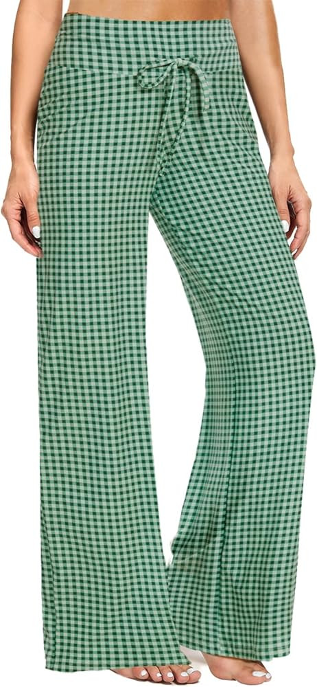 ZOOSIXX Soft Black Pajama Pants for Women, Wide Leg Comfy Casual Lounge Yoga Capri Pants 22'' / 3... | Amazon (US)