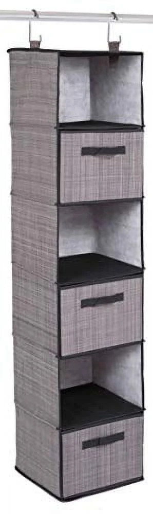Internet's Best Hanging Closet Organizer with Drawers - 6 Shelf - Grey | Walmart (US)