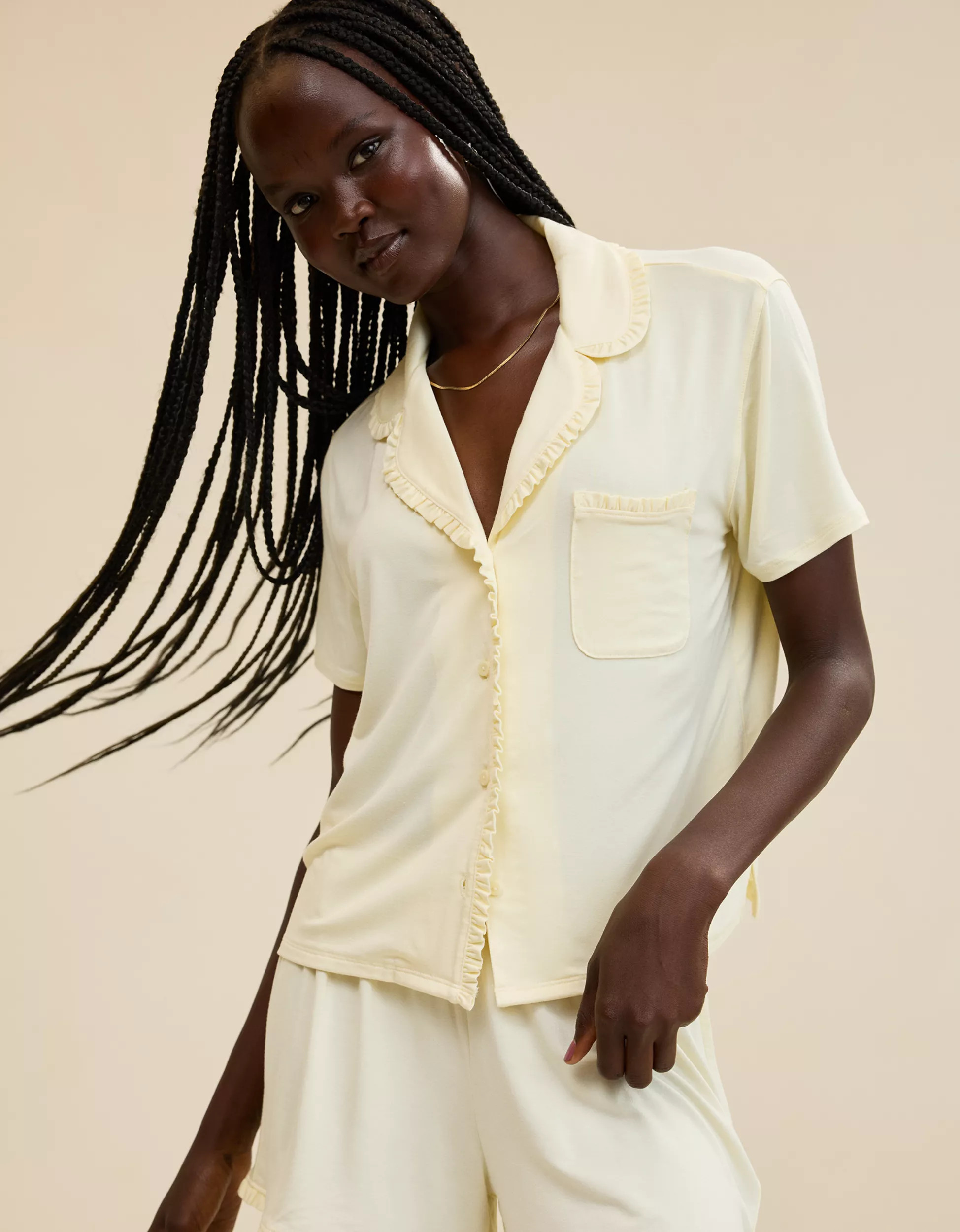 Aerie Real Soft® Ruffle Pajama Shirt | Aerie