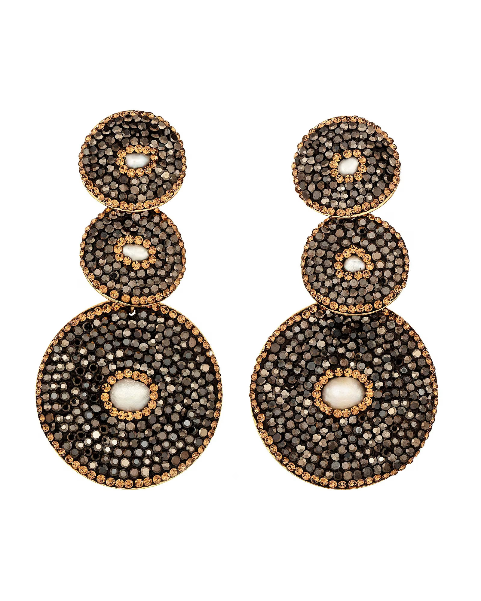 Large Black Diamond Three Drop Earrings | Wolf & Badger