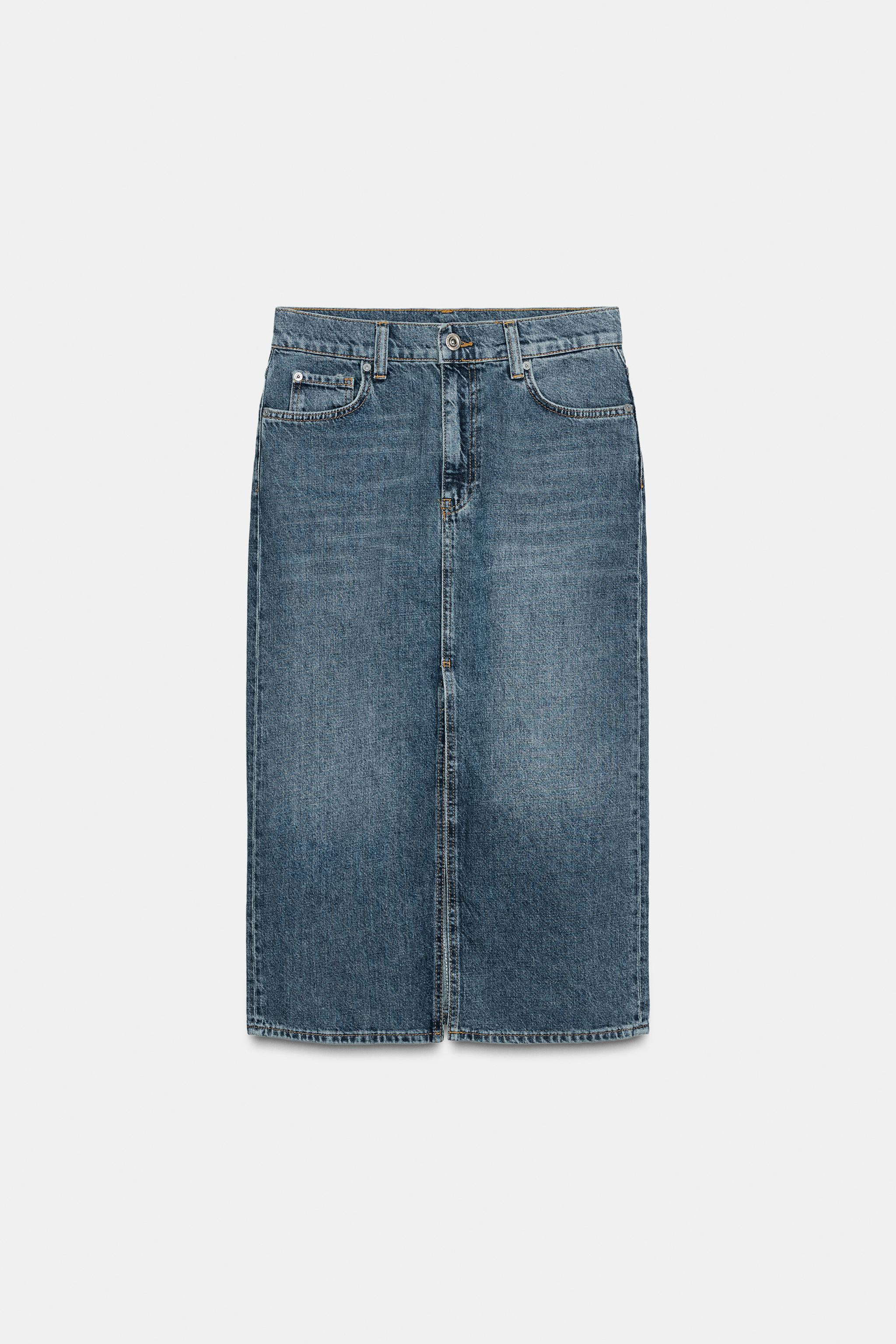 ZW COLLECTION DENIM SKIRT WITH SLIT | Zara US