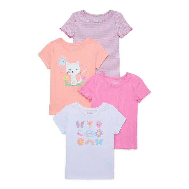 Garanimals Toddler Girls Assorted Short Sleeve Tees, 4-Pack, Sizes 18M-5T | Walmart (US)