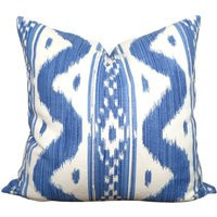 Blue Ikat Pillow Cover Bali Hai Linen Cotton Throw | Etsy (US)