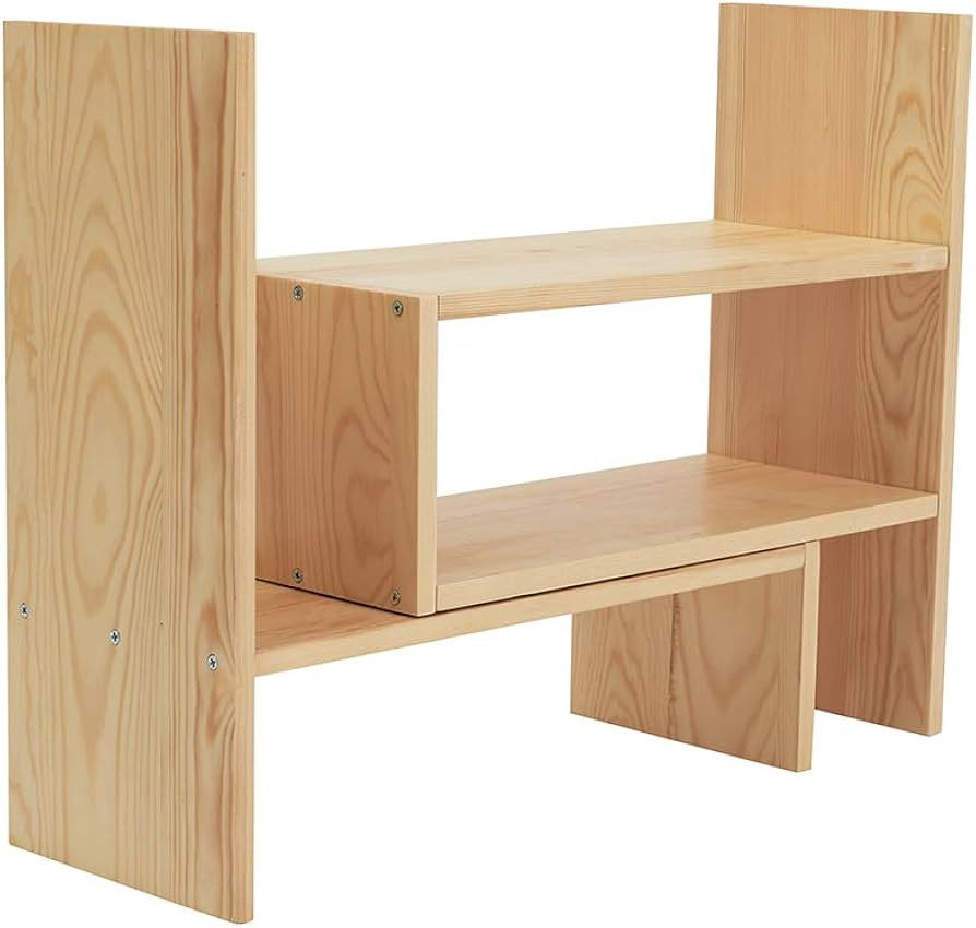 Liry Products Beige Adjustable Extendable Natural Wood Desktop Organizer Caddy Desk Organizer Cou... | Amazon (US)