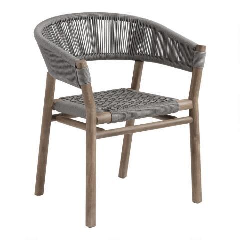 Acacia Wood and Rope Cabrillo Outdoor Dining Chair | World Market