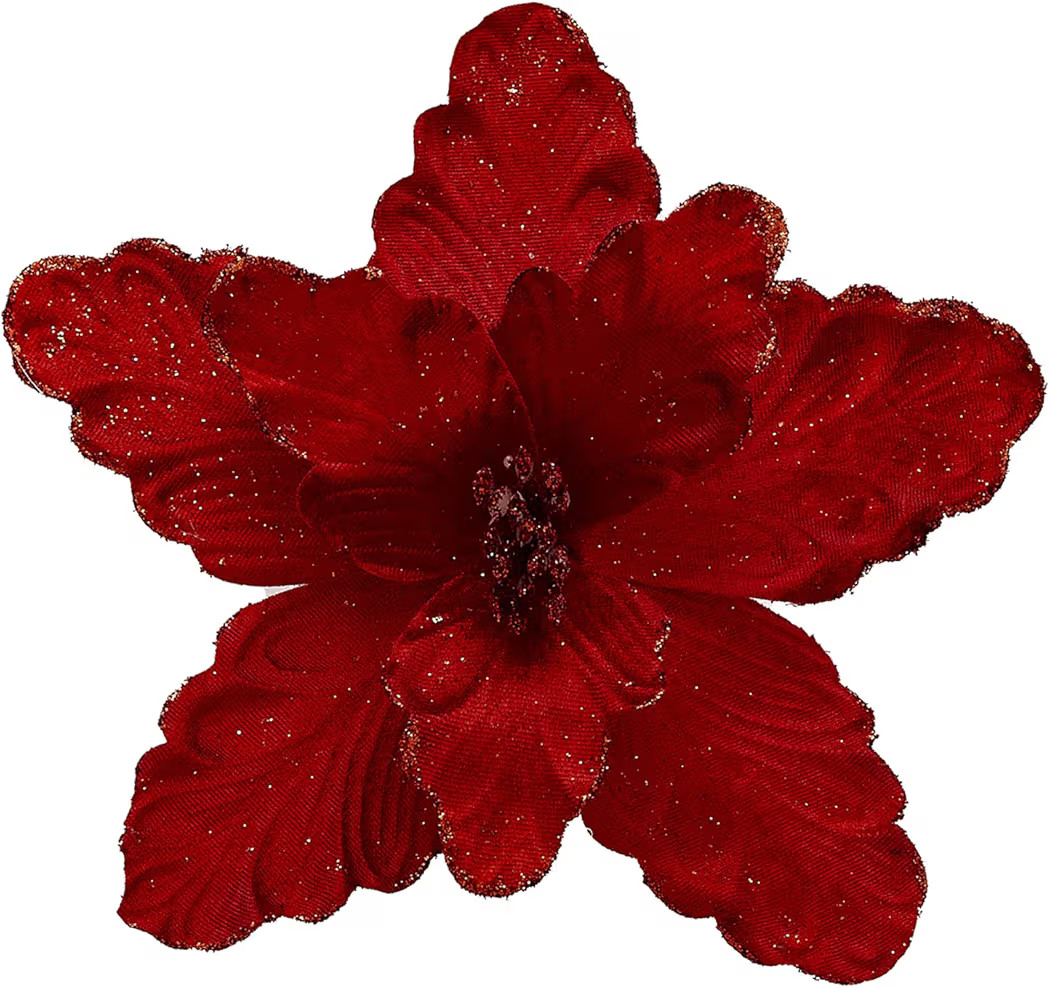 10 Pcs Large Poinsettias Christmas Tree Flower Glitter Silk Flower Picks Ornaments for Wreath Gar... | Amazon (US)