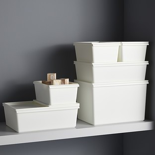 White Plastic Stacking Bins with Lids | The Container Store