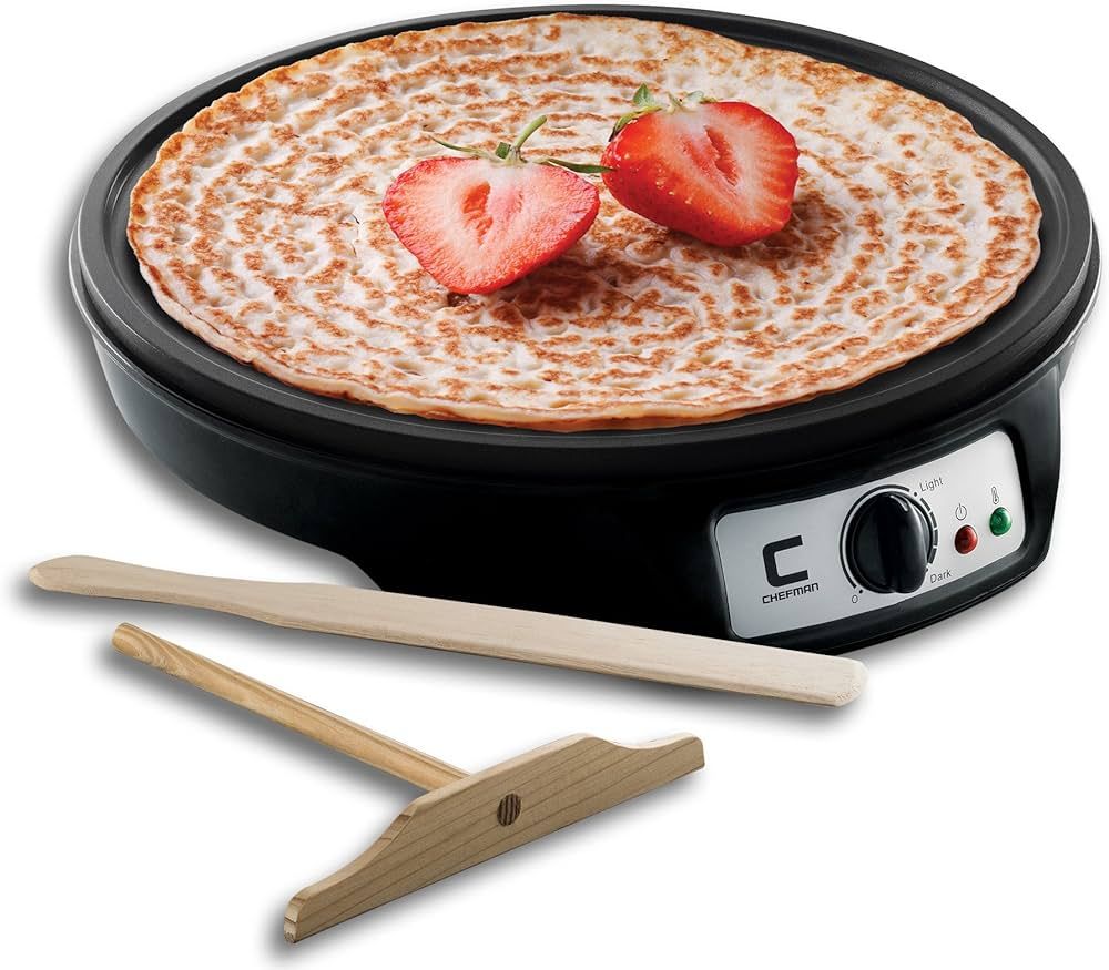 CHEFMAN Electric Crepe Maker: Precise Temp Control, 12" Non-Stick Griddle, Perfect for Crepes, To... | Amazon (US)