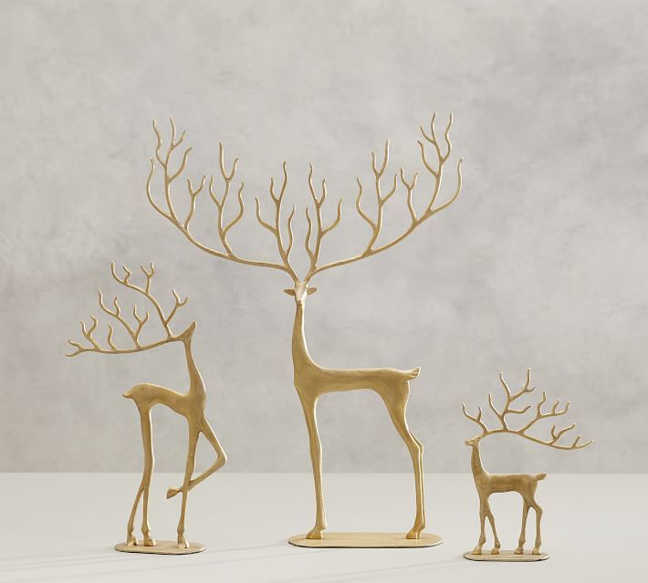 Brass Merry Reindeer - Set of 3 | Pottery Barn (US)
