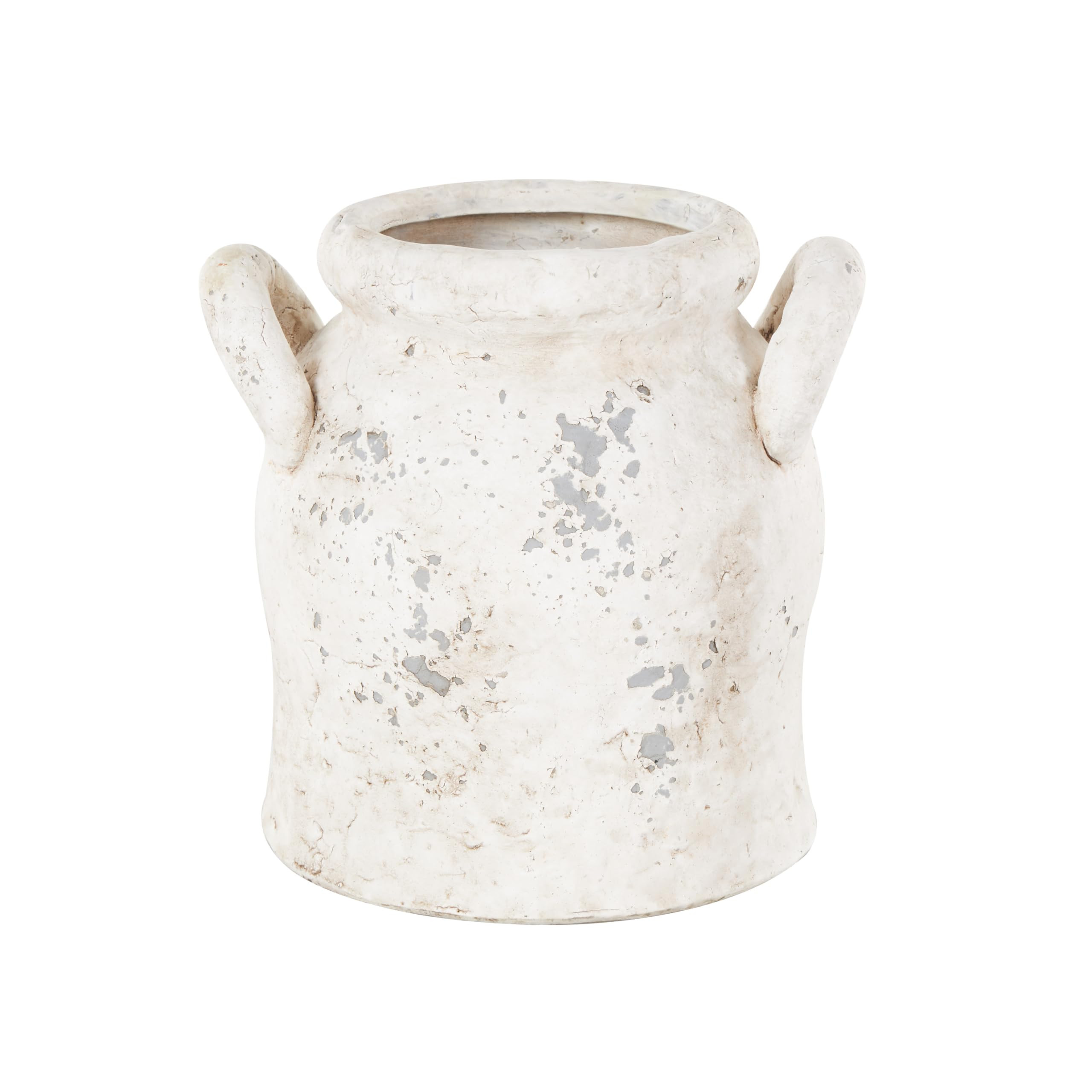 Deco 79 Ceramic Antique Style Distressed Vase with Handles, 9" x 7" x 8", Cream | Amazon (US)