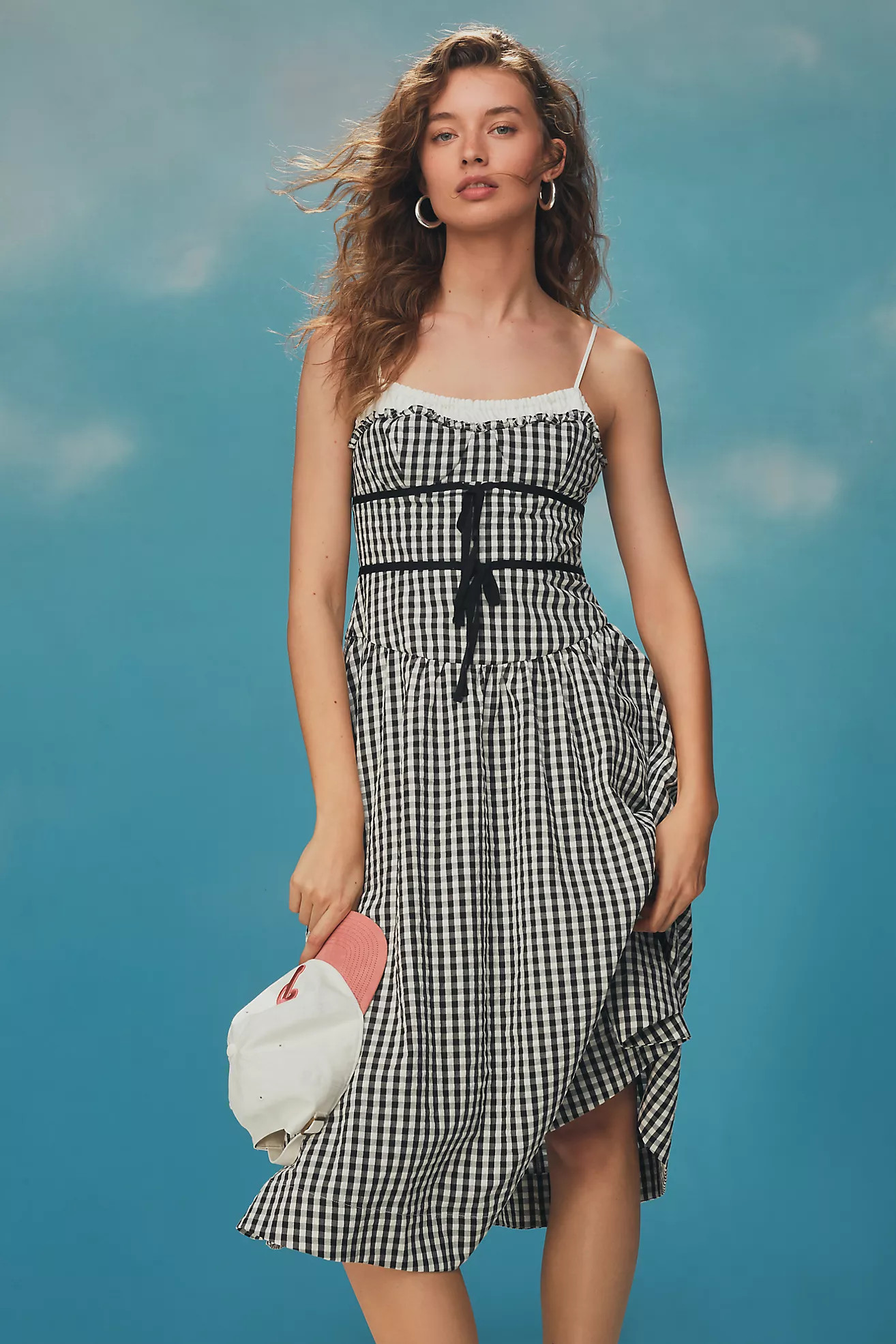 For Love & Lemons Gingham Sweetheart Neck Midi Dress | Anthropologie (US)
