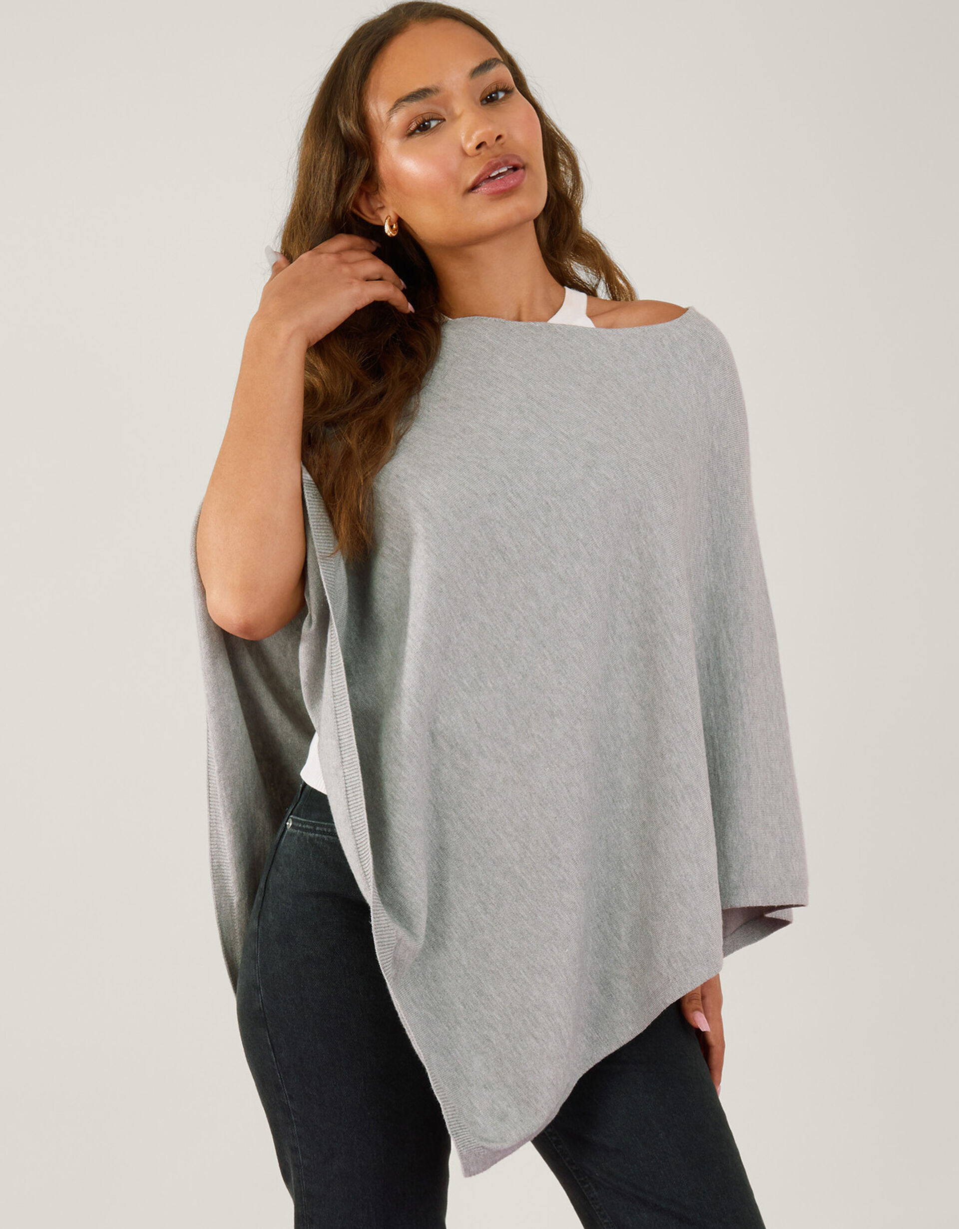 Knit Poncho Grey | Accessorize (Global)