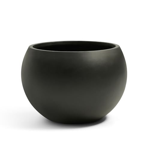 FloraFairy Fiberstone Sphere Planter, Black 15.8" Dia Round Flower Pot with Drainage Hole and Removable Plug, Round Plant Pot for Indoor Outdoor Use, 11.8" Opening-10.9" H, Medium | Amazon (US)
