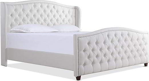 Jennifer Taylor Home Marcella Upholstered Shelter Headboard Bed Set, King, Bright White Polyester | Amazon (US)