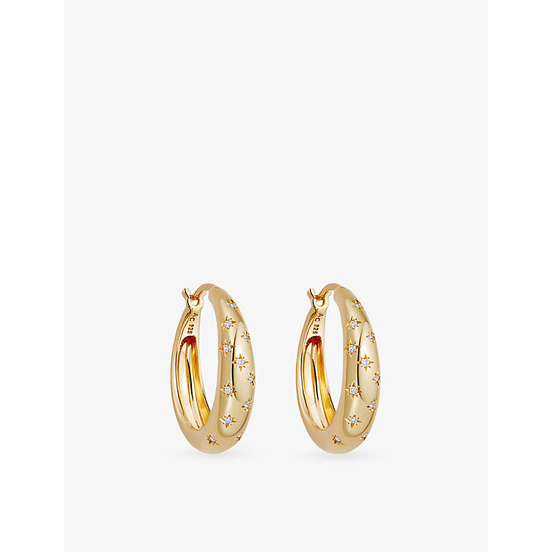 Astley Clarke Womens Yellow Gold Vermeil Celestial Tiny Star 18ct Yellow Gold-Plated Sterling-Silver and White Sapphire Hoop Earrings 1 Size | Selfridges