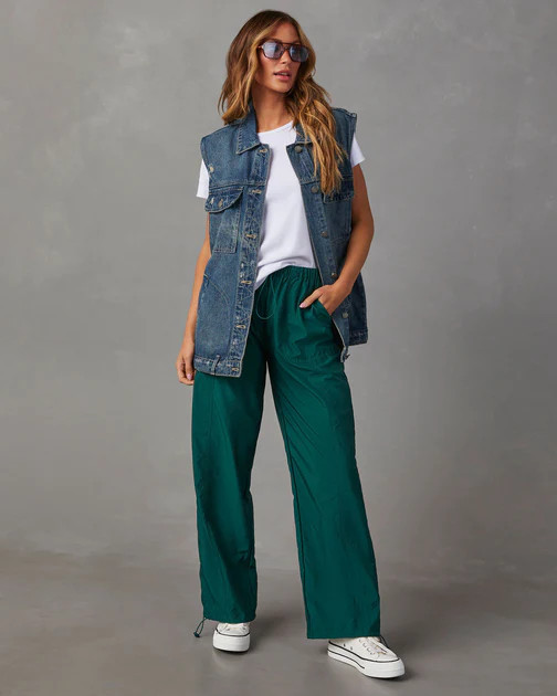 Adriel Oversized Denim Vest - Medium Wash | VICI