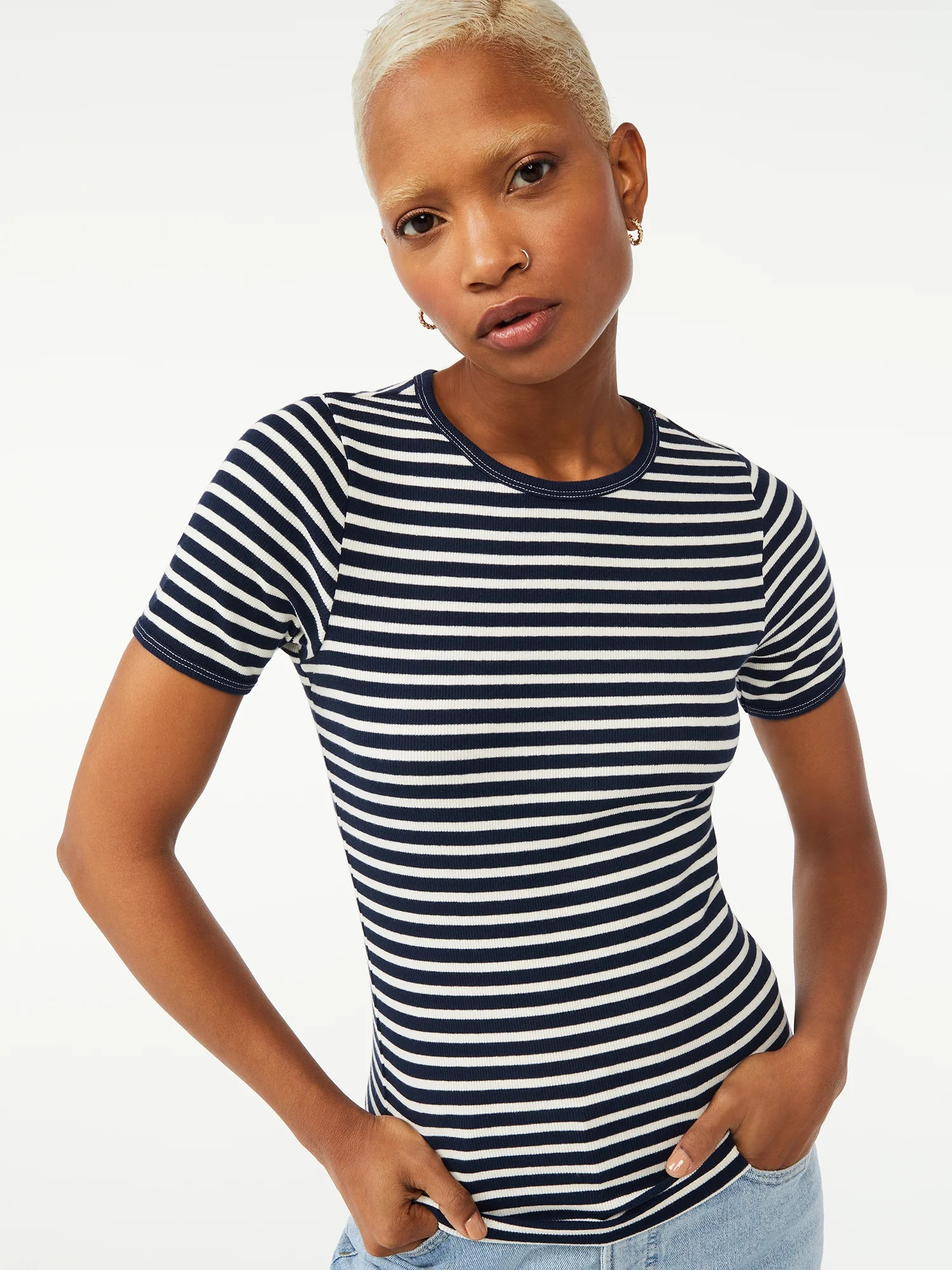 Free Assembly Women's SS Rib crew - Walmart.com | Walmart (US)