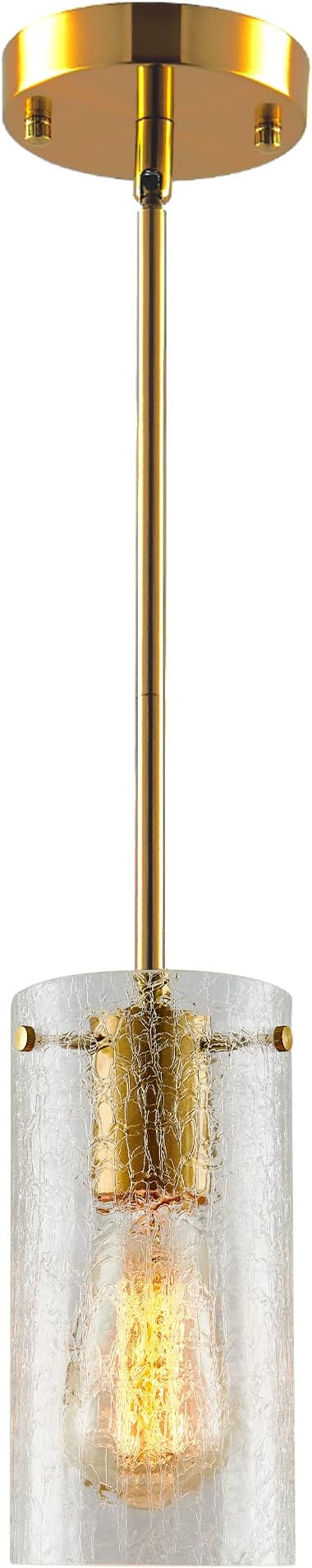 ROLERADA Gold Glass Pendant Light with Handcrafted Textured Glass Shade, Modern Farmhouse Mini Pe... | Amazon (US)