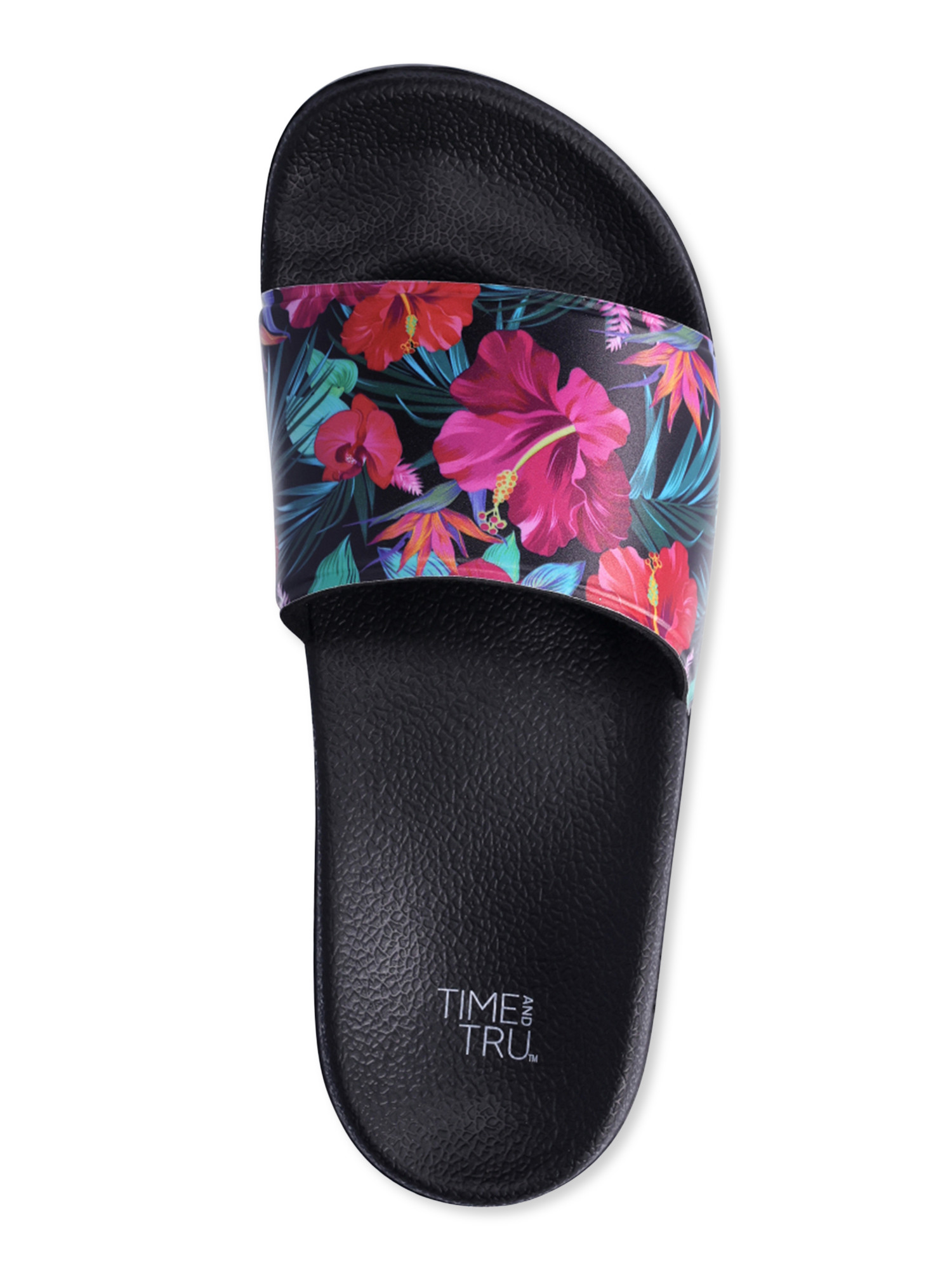 Time and Tru Women's Floral Slide Sandals, Sizes 6-11 | Walmart (US)