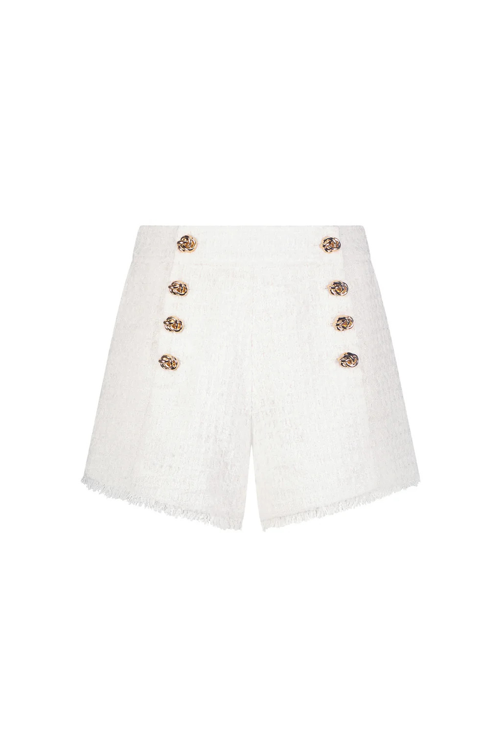 Tamara Tweed Button Short - White | The Noli Shop