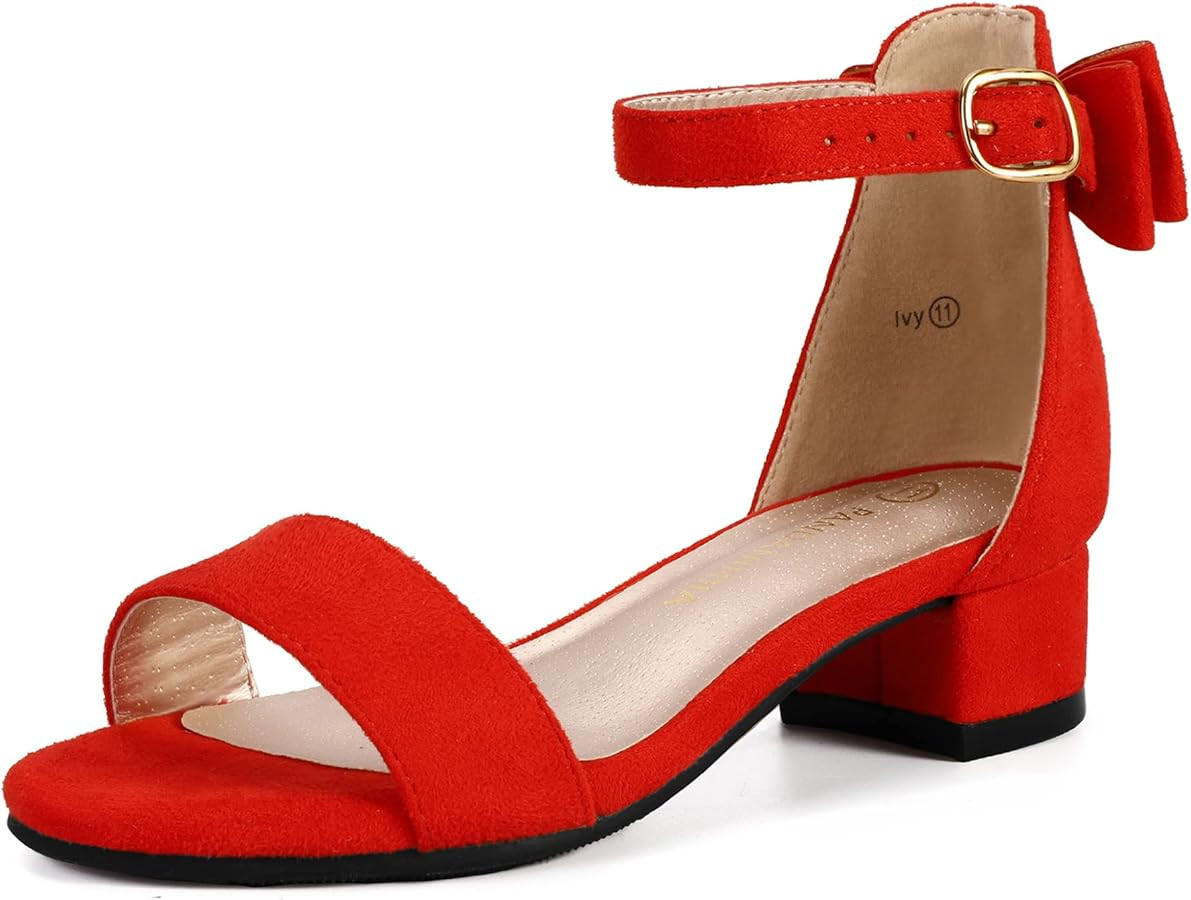 PANDANINJIA Girls Dress Shoes Toddler Kids Heels Sandals Ankle Strap Wedding Party Phoebe Flower ... | Amazon (US)