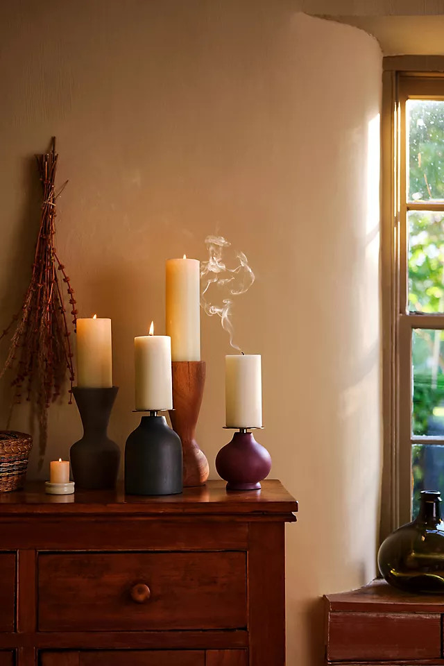 Sequoia Wood Pillar Candle Holder | Anthropologie (US)