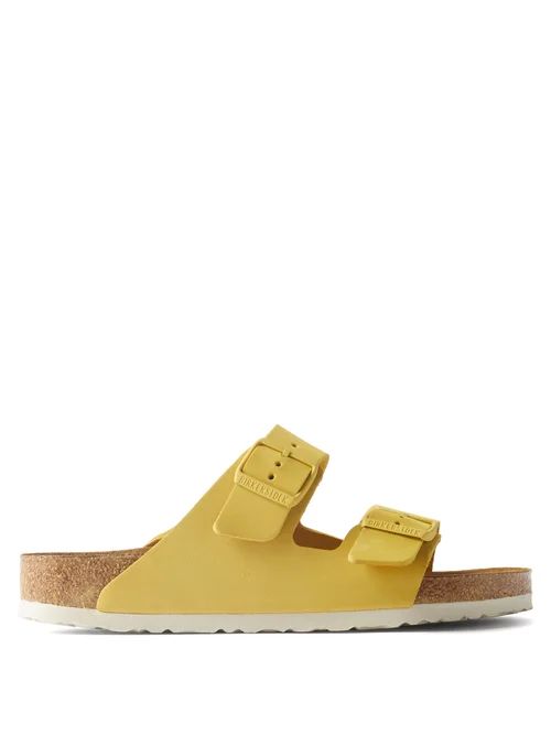 Birkenstock - Arizona Nubuck-leather Slides - Womens - Light Yellow | Matches (US)