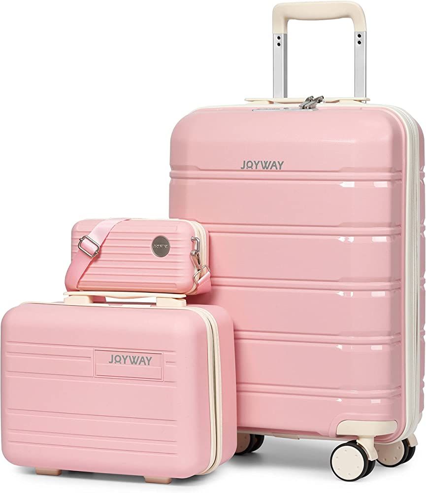 Joyway 20" Carry-On Suitcases & 14" Cosmetic Bag & 7" Small Bag, Lightweight Polypropylene Carryi... | Amazon (US)