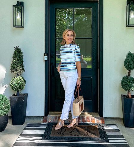 Paige Jeans are just so good! These are available in regular & petite sizes. I’m wearing a 25 Petite. 

Striped top is so fun, wearing a PP.

Anthropologie 
Talbots
Loewe
Lagoss



#LTKover40 #LTKstyletip