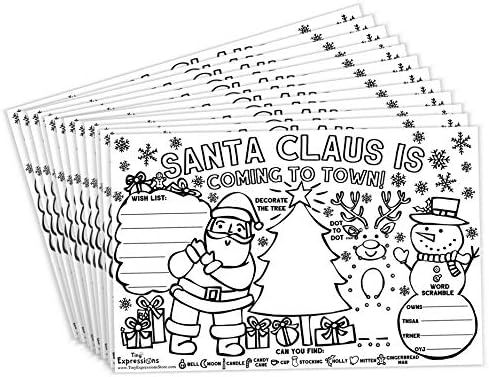 Tiny Expressions – Christmas Santa Placemats for Kids (Pack of 12 Holiday Placemats) | Coloring... | Amazon (US)